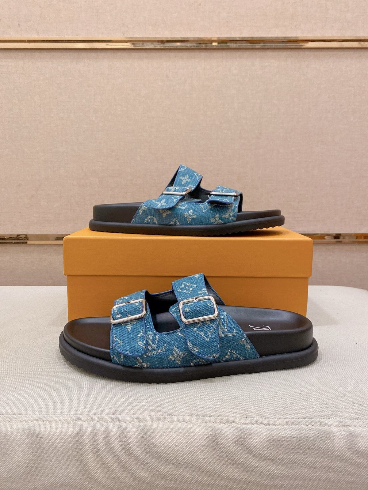 Louis Vuitton Double-Buckle Slide Sandals — side