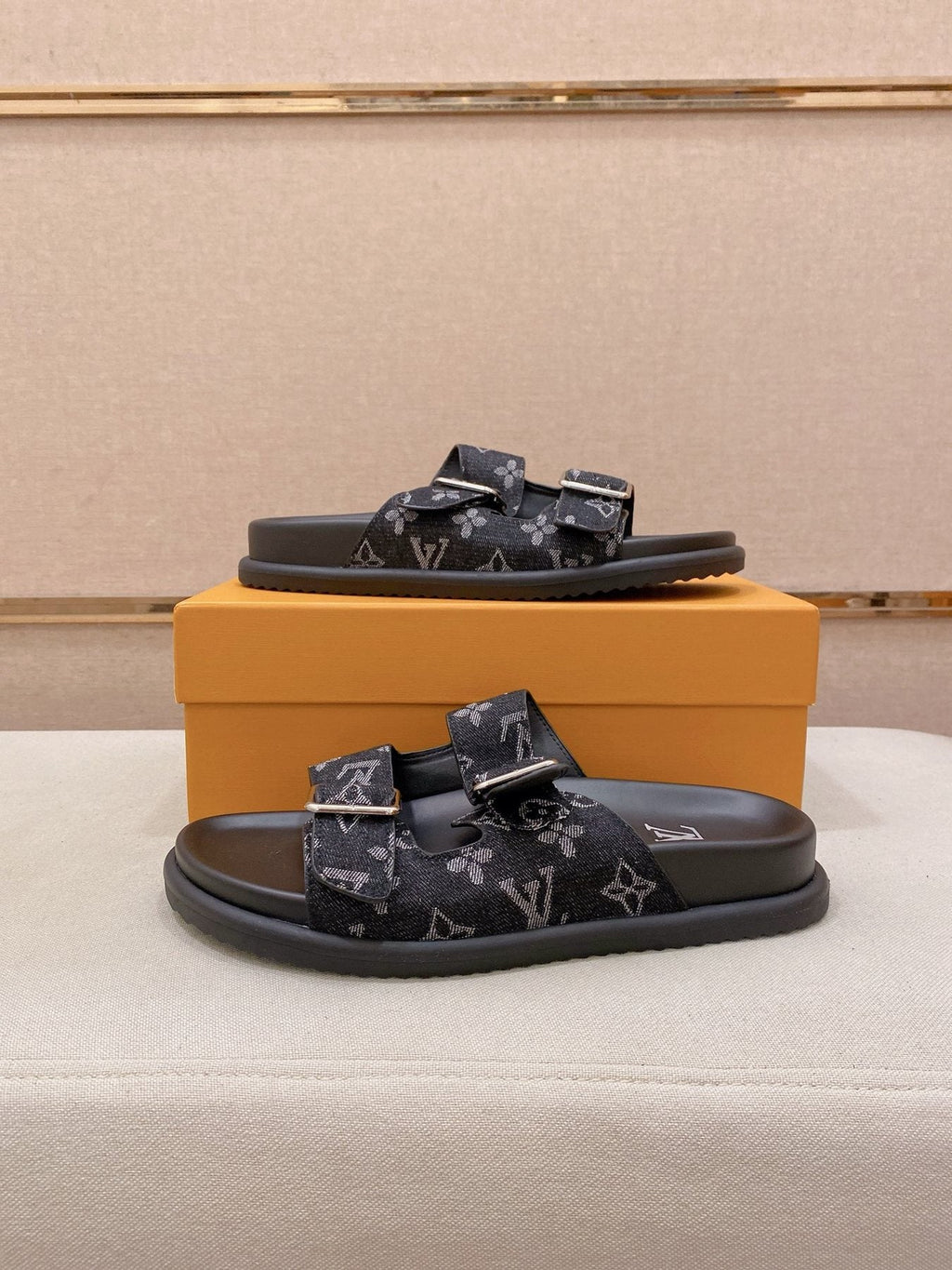 Louis Vuitton Double-Buckle Slide Sandals — side
