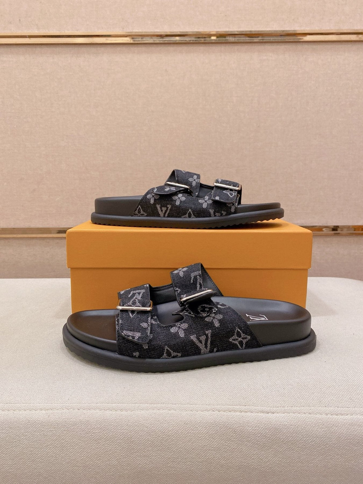 Louis Vuitton Double-Buckle Slide Sandals — side