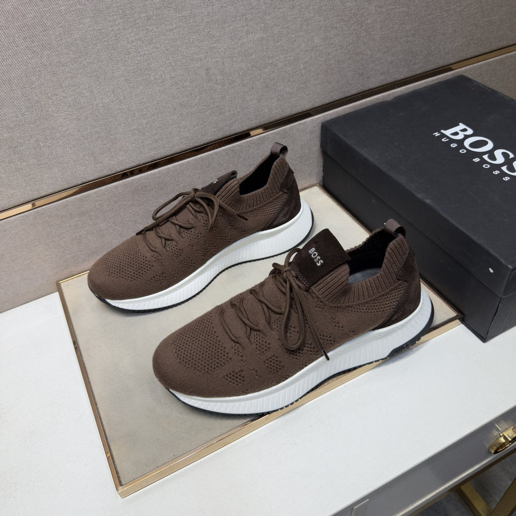 HUGO BOSS Men's Knit Lace-Up Sneakers — front