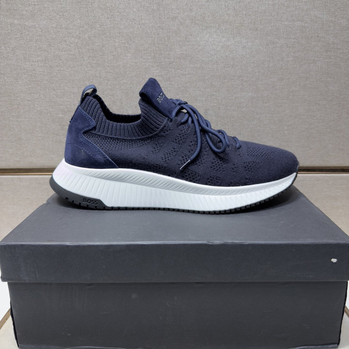 HUGO BOSS Men's Knit Lace-Up Sneakers — side
