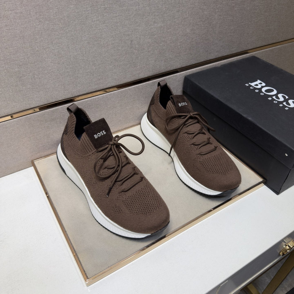 HUGO BOSS Men's Knit Lace-Up Sneakers — front