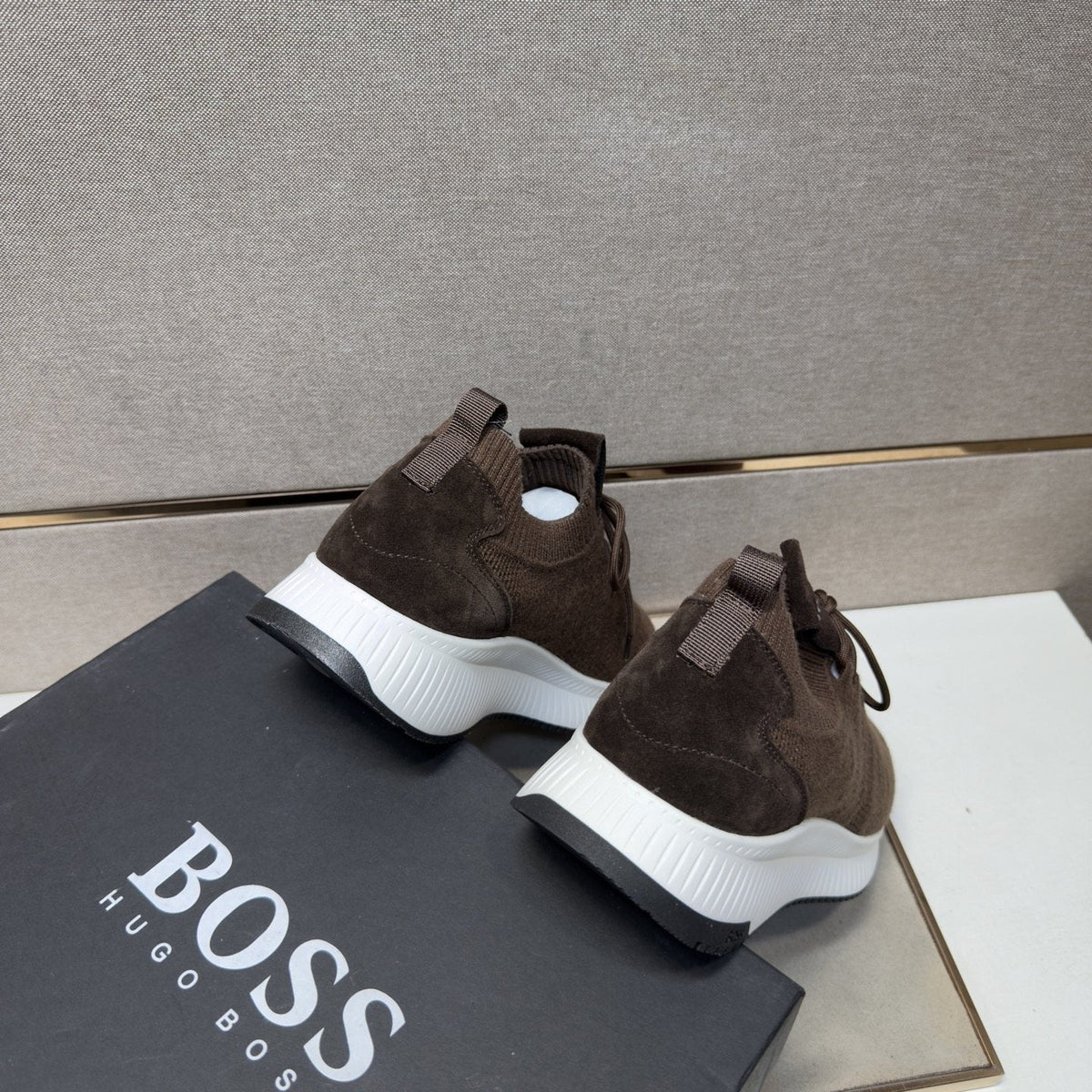 HUGO BOSS Men's Knit Lace-Up Sneakers — back