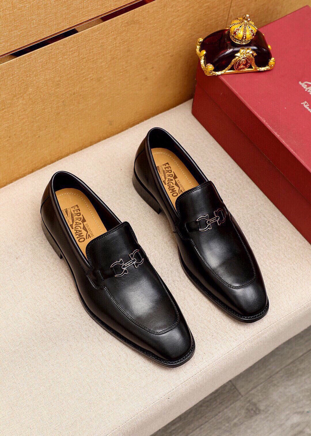 Ferragamo Leather Hardware Loafers — hero