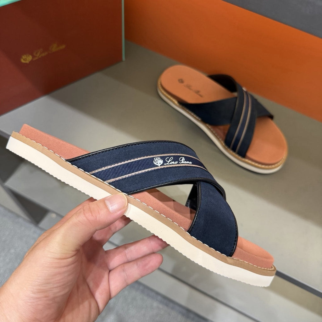 Loro Piana Crisscross Slide Sandals — side