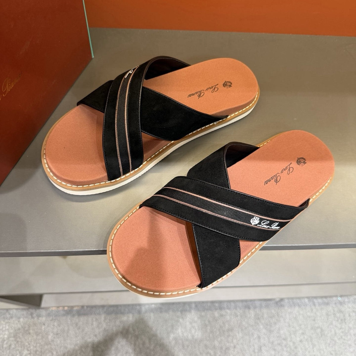Loro Piana Crisscross Slide Sandals — side