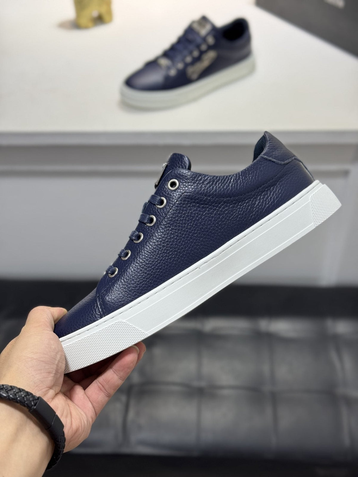 Philipp Plein Navy Low-Top Sneakers — side