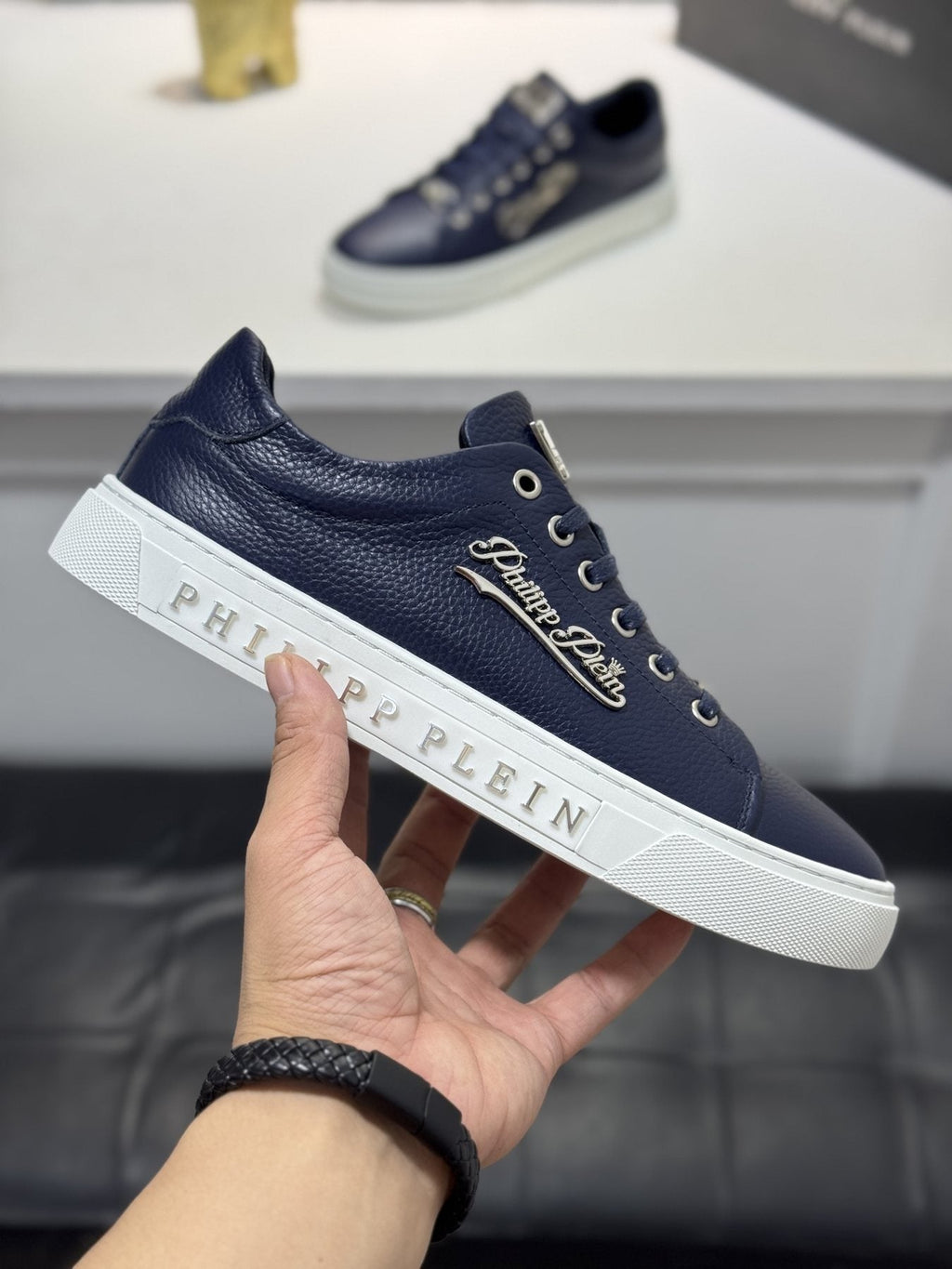Philipp Plein Navy Low-Top Sneakers — side