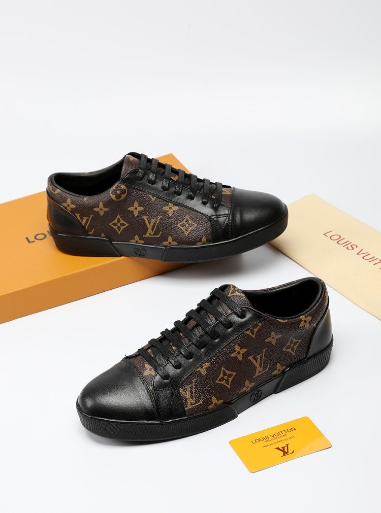 Louis Vuitton Black Monogram Panel Sneakers — side