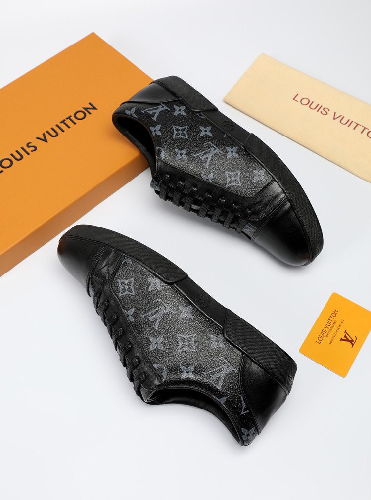 Louis Vuitton Black Monogram Panel Sneakers — side