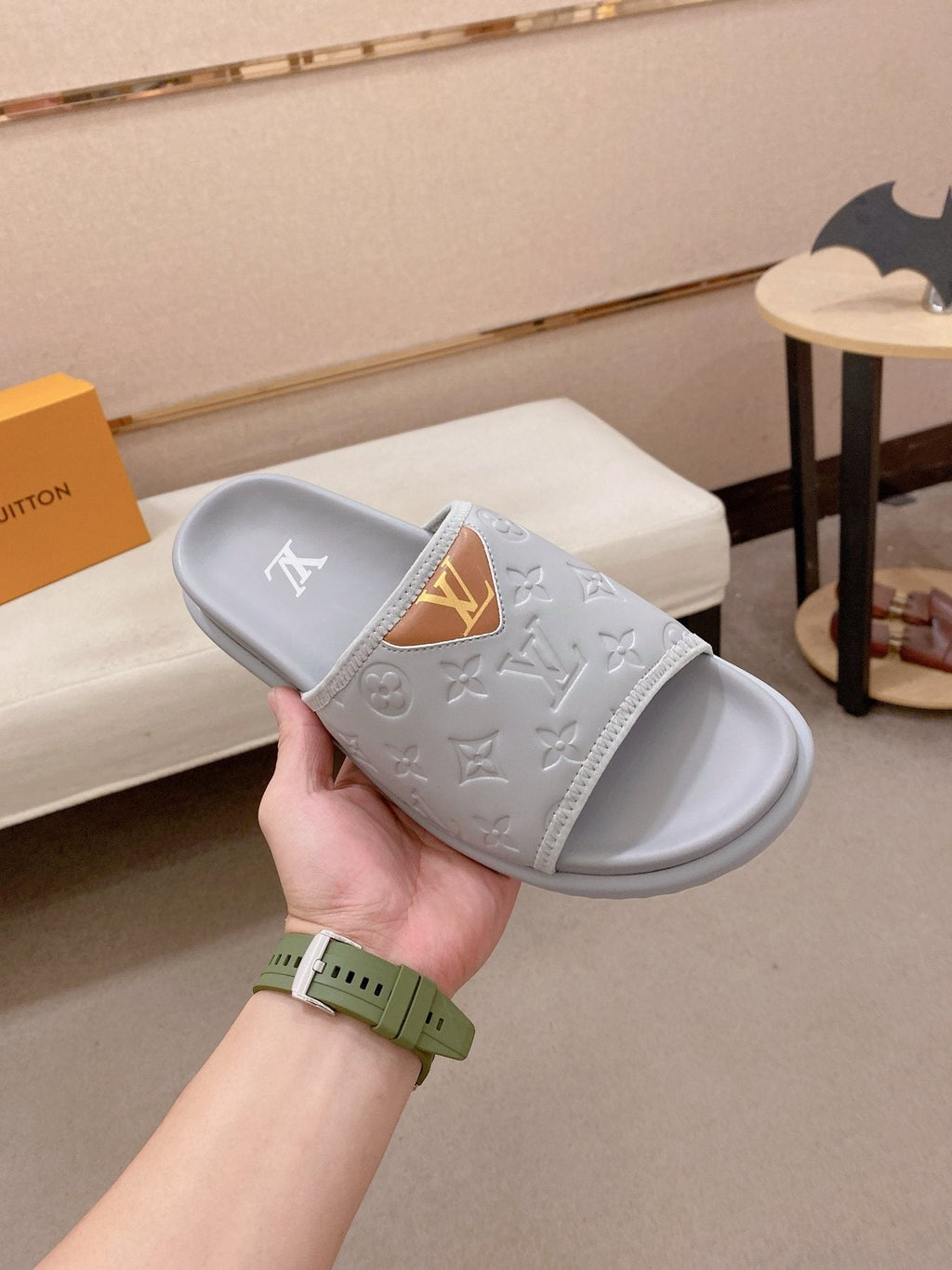 Louis Vuitton Embossed Men's Slide Sandals — front