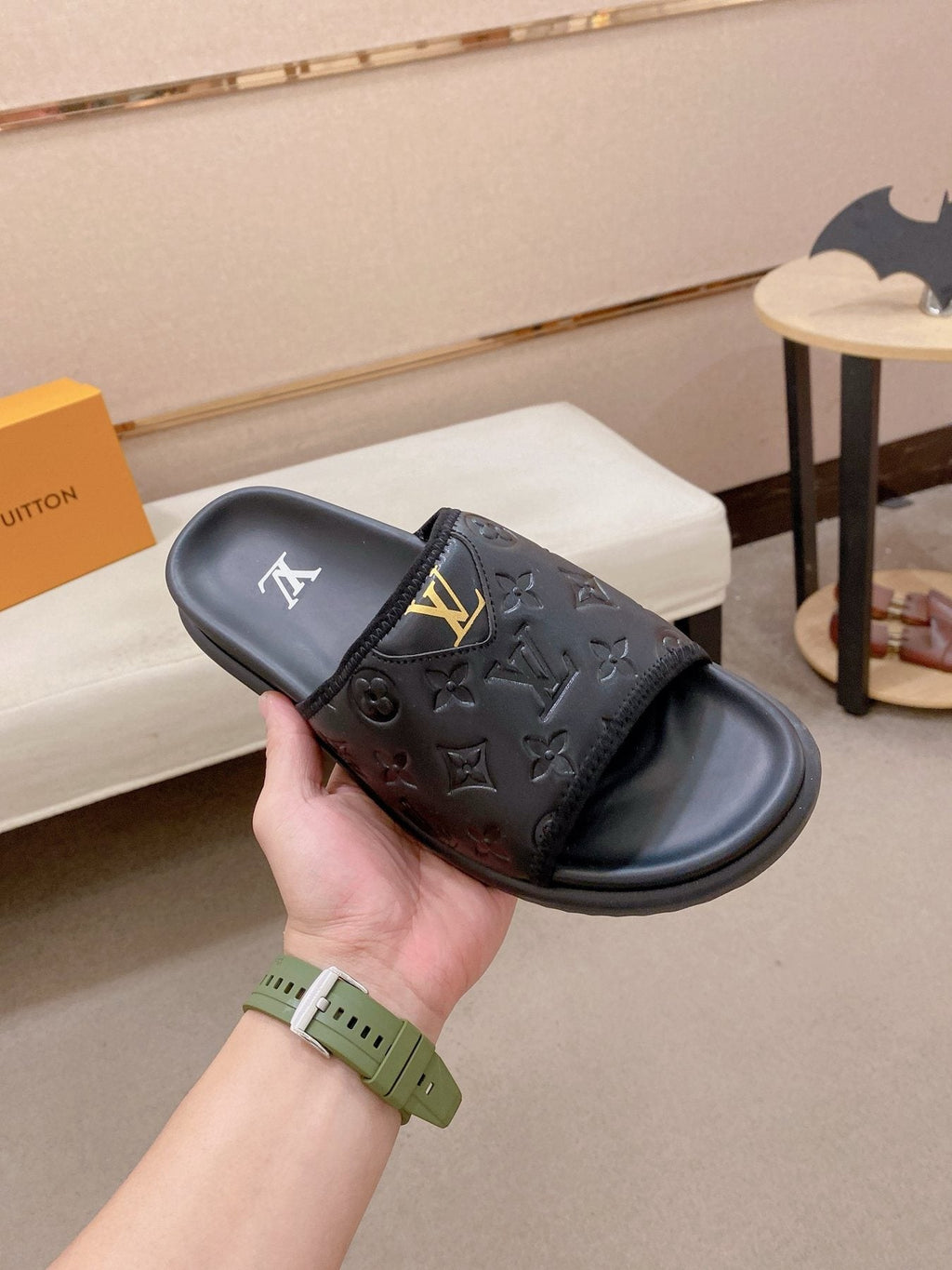 Louis Vuitton Embossed Men's Slide Sandals — side