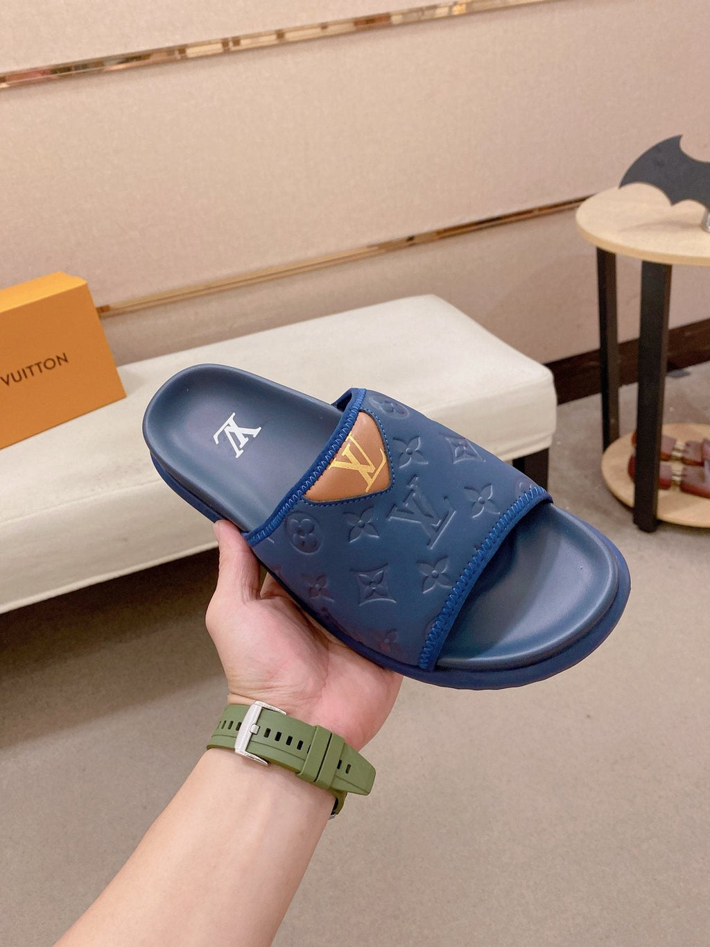Louis Vuitton Embossed Men's Slide Sandals — side