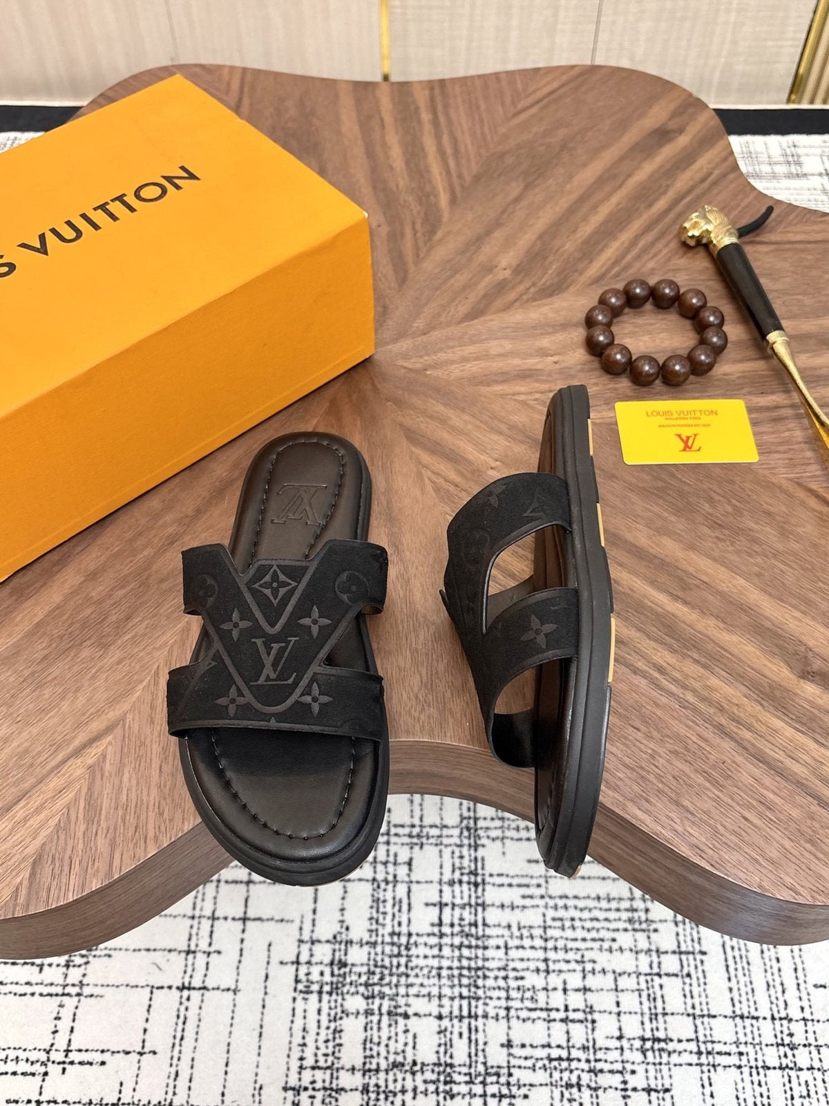 Louis Vuitton Monogram Slide Sandals — front