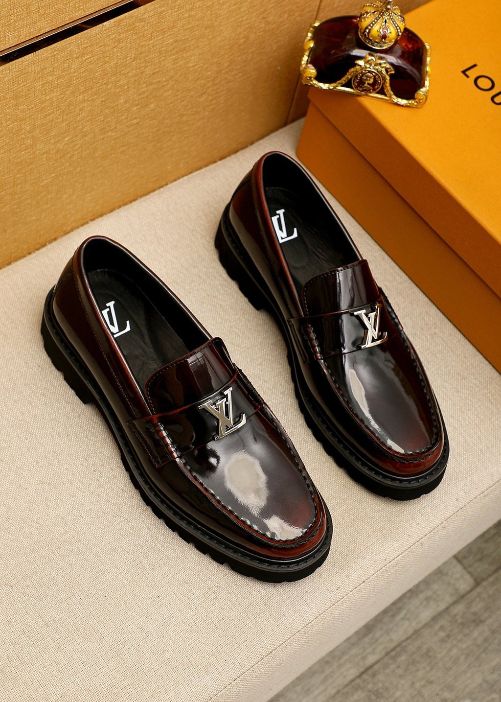 Louis Vuitton Glossy Lug Sole Loafers — front