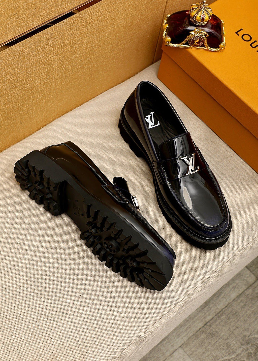 Louis Vuitton Glossy Lug Sole Loafers — front
