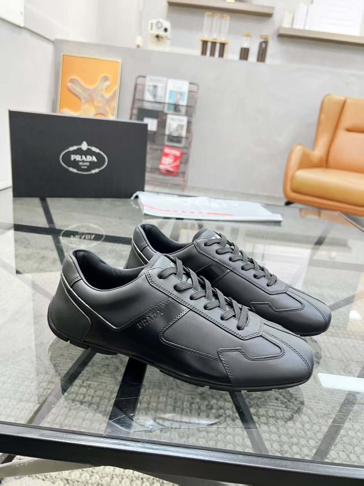 Prada Panel Lace-Up Sneakers — side
