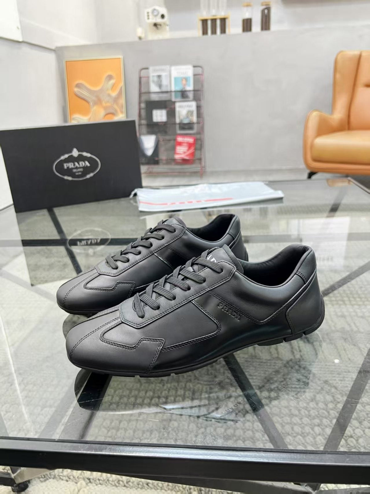 Prada Panel Lace-Up Sneakers — side