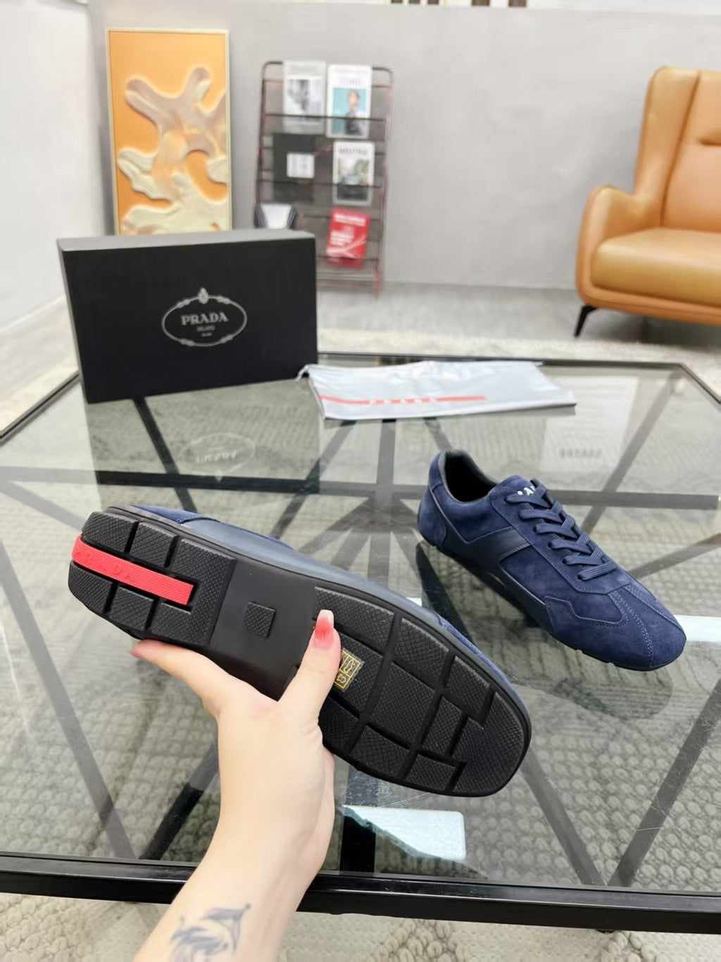 Prada Panel Lace-Up Sneakers — back
