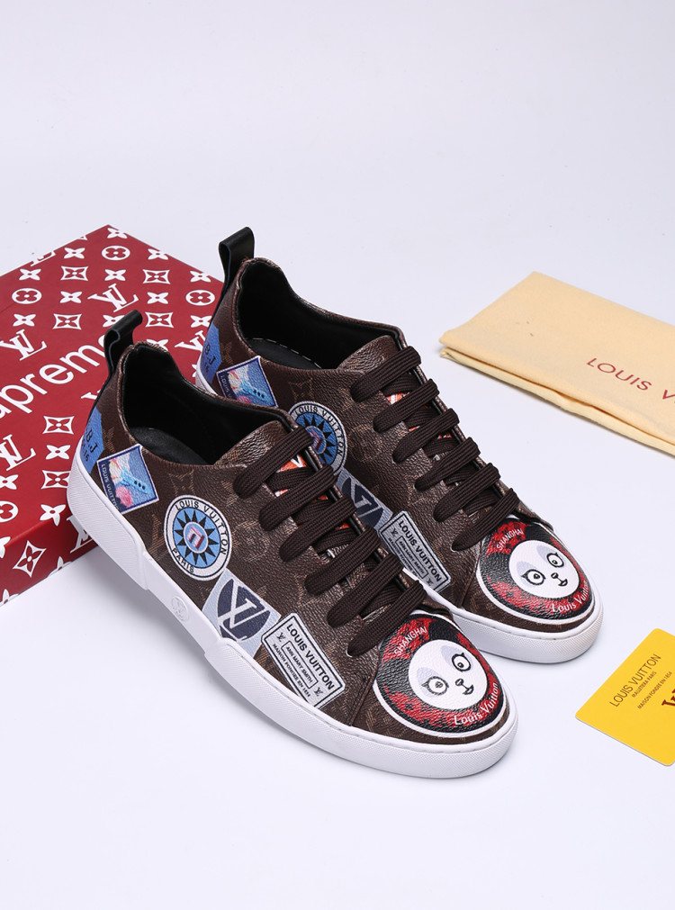 Louis Vuitton Black Graphic Low-Top Sneakers — side
