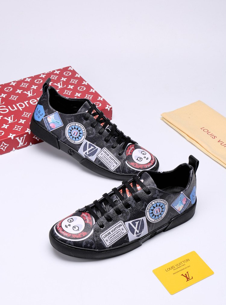 Louis Vuitton Black Graphic Low-Top Sneakers — front