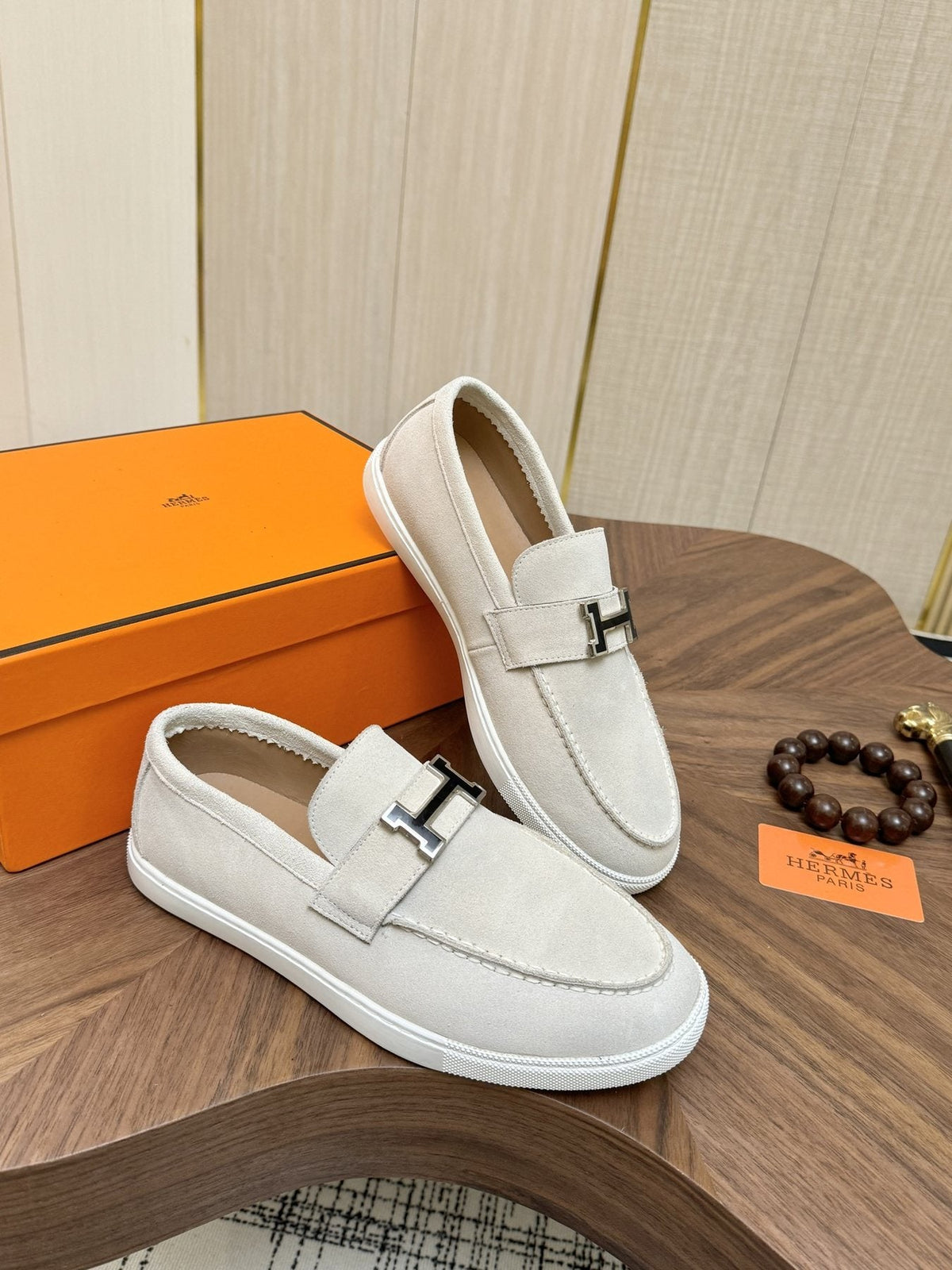Hermès Hardware-Detail Slip-On Shoes — front