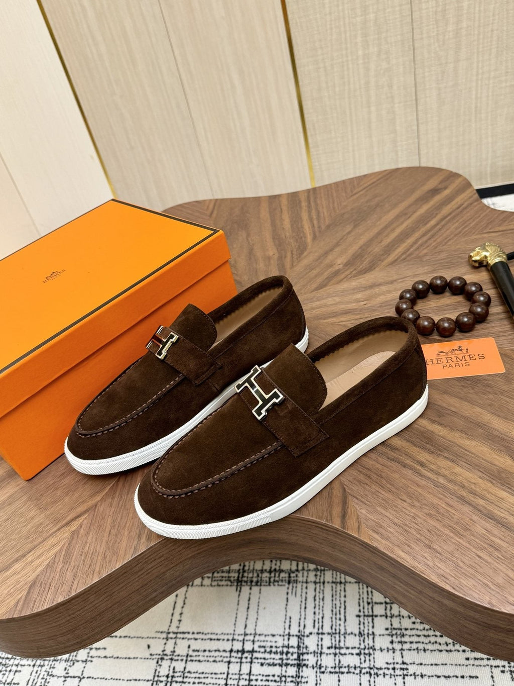 Hermès Hardware-Detail Slip-On Shoes — front