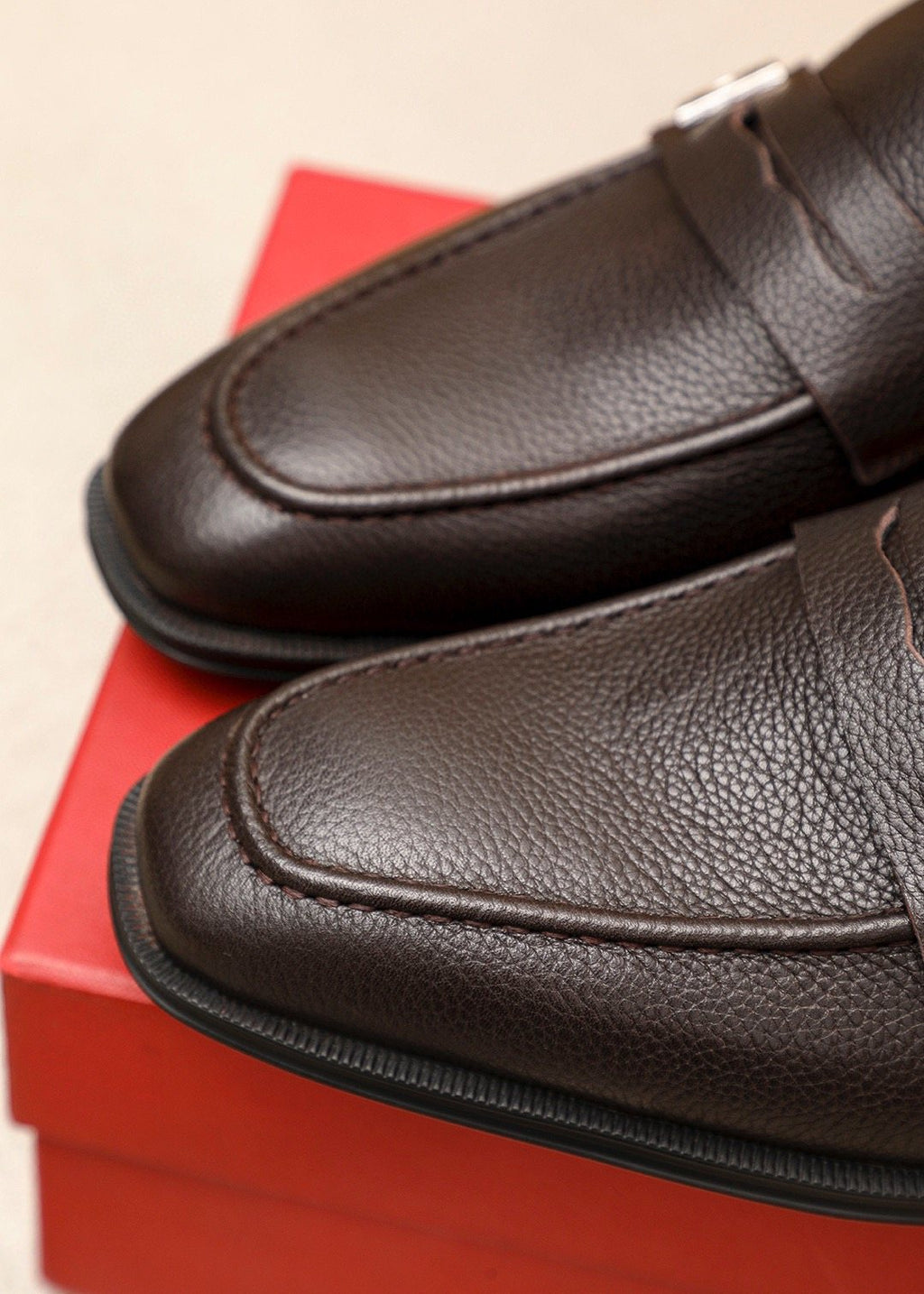 Ferragamo Textured Metal-Accent Loafers — detail