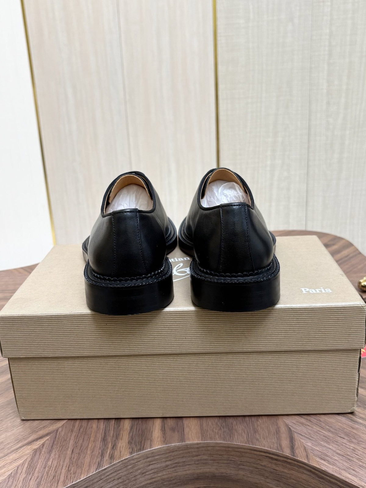Black Lace-Up Dress Shoes with Red Outsole — back
