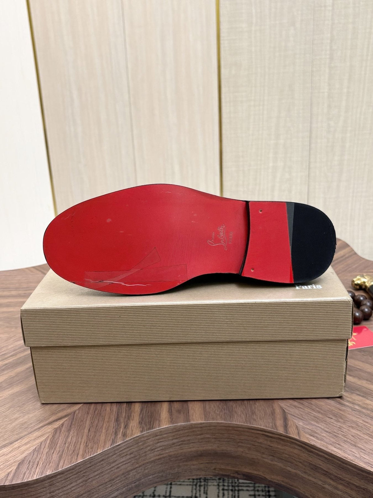 Black Lace-Up Dress Shoes with Red Outsole — detail