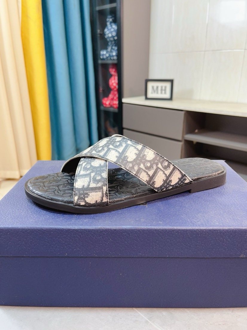 Dior Cross-Strap Slide Sandals — front
