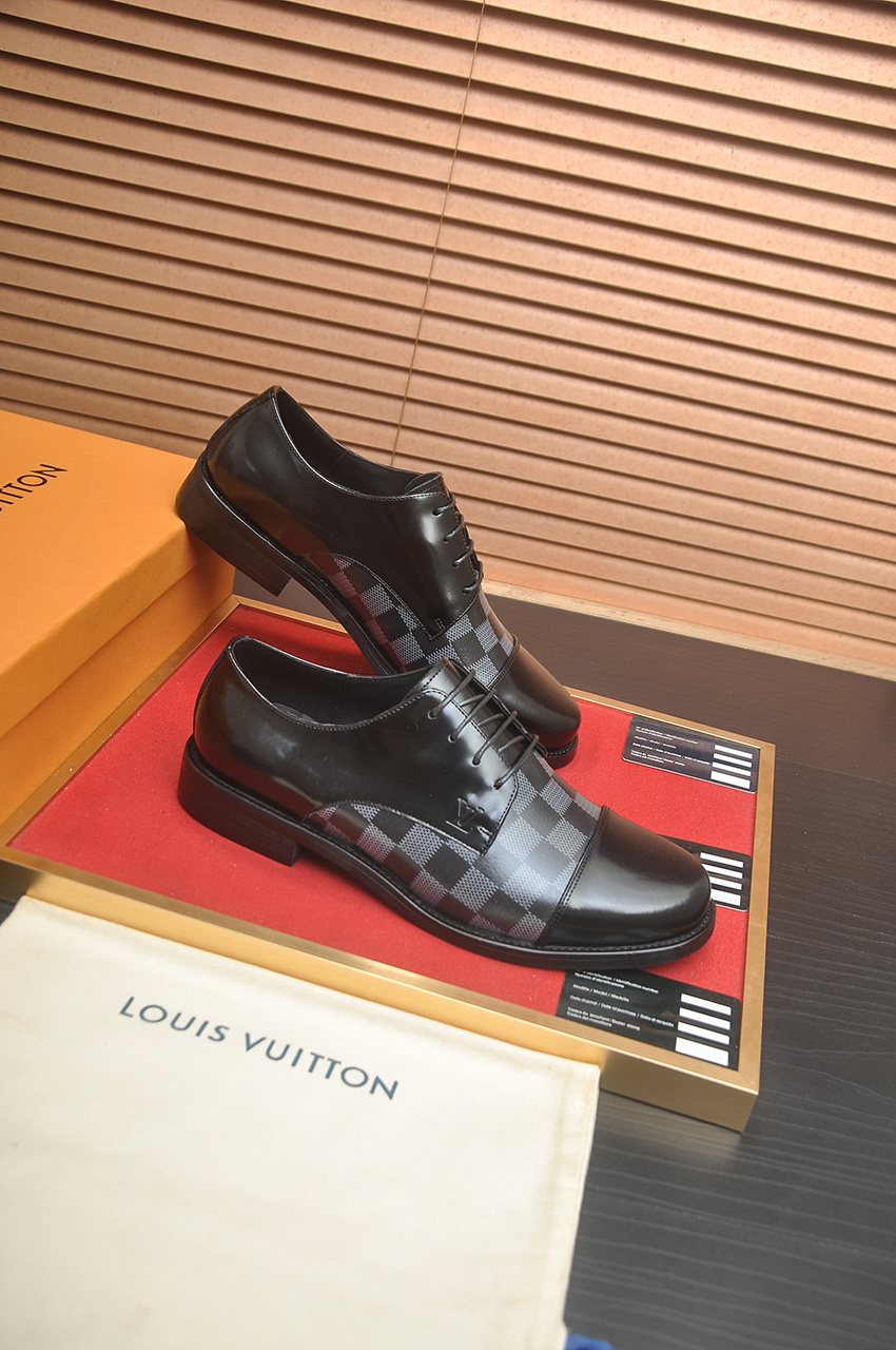 Louis Vuitton Checkered Lace-Up Dress Shoes — front