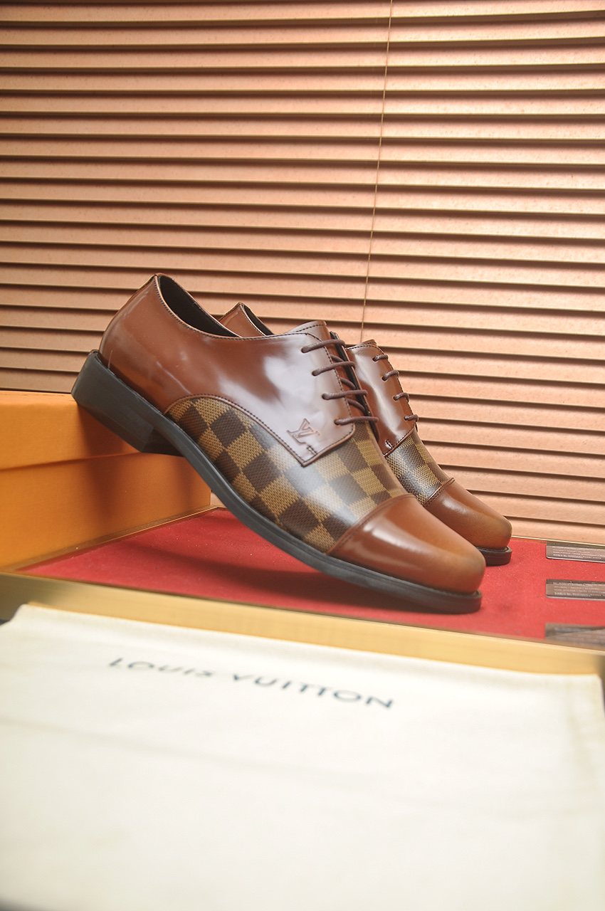 Louis Vuitton Checkered Lace-Up Dress Shoes — side