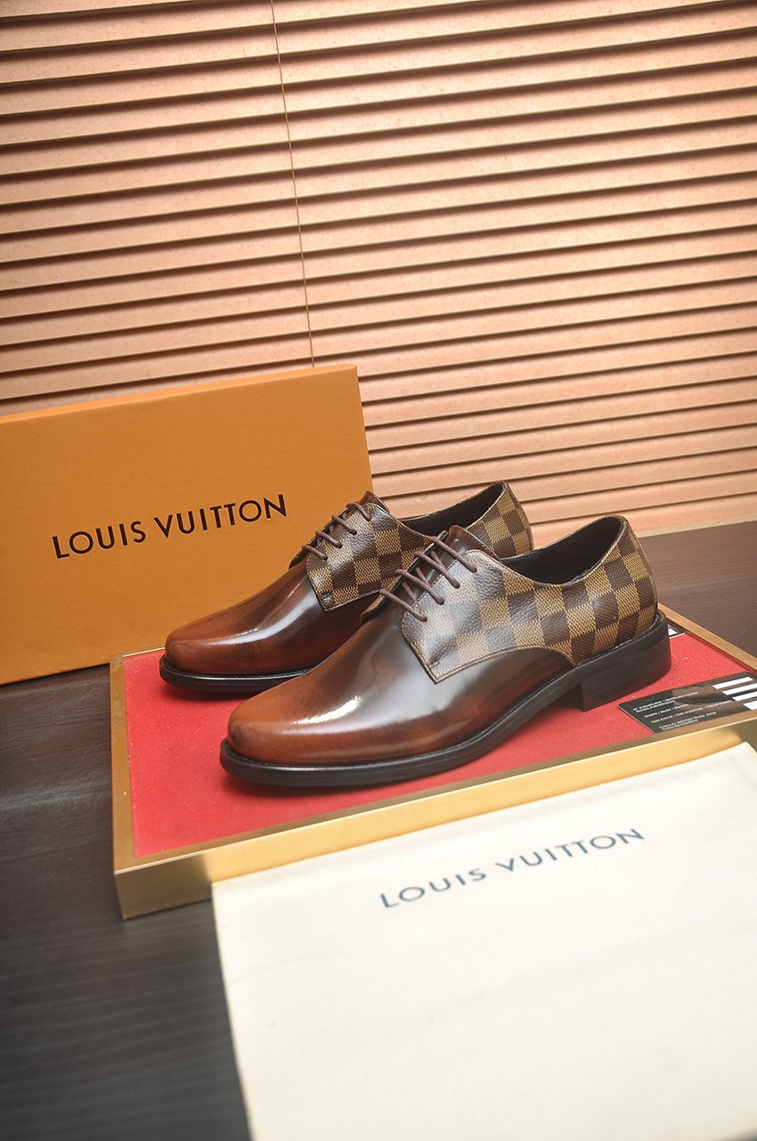 Louis Vuitton Checkered Lace-Up Dress Shoes — front