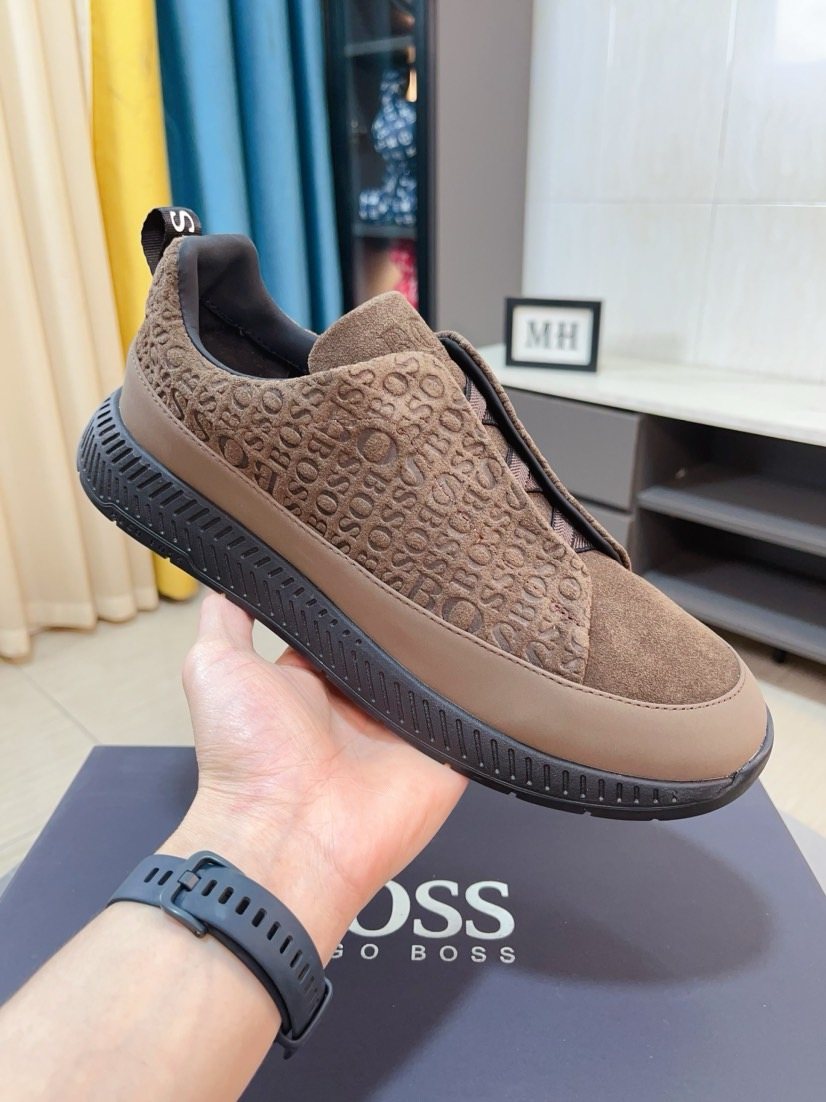 Hugo Boss Textured Slip-On Sneakers — front