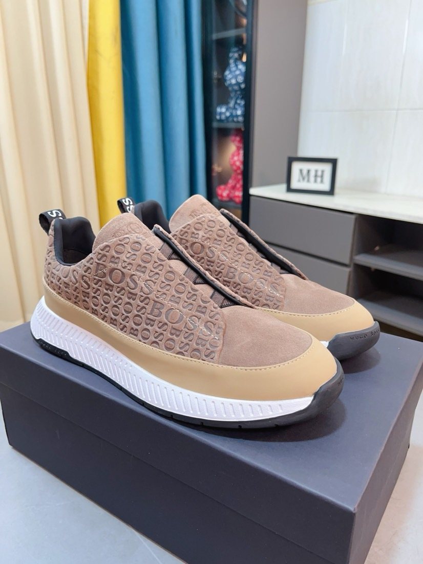 Hugo Boss Textured Slip-On Sneakers — front