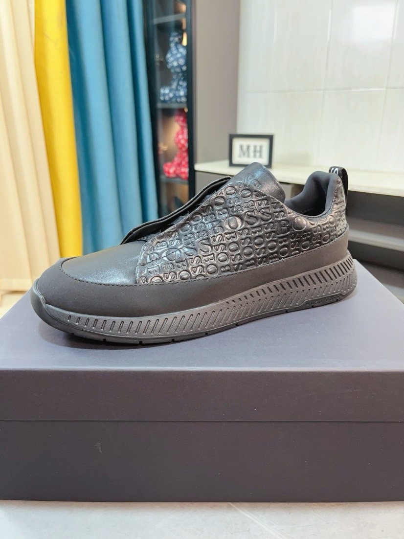 Hugo Boss Textured Slip-On Sneakers — front