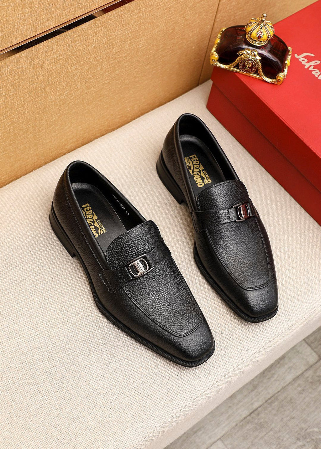 Ferragamo Textured Leather Loafers — hero