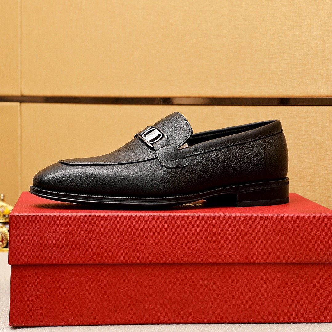 Ferragamo Textured Leather Loafers — side