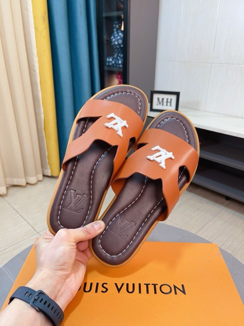 Louis Vuitton Embossed Strap Slide Sandals — side