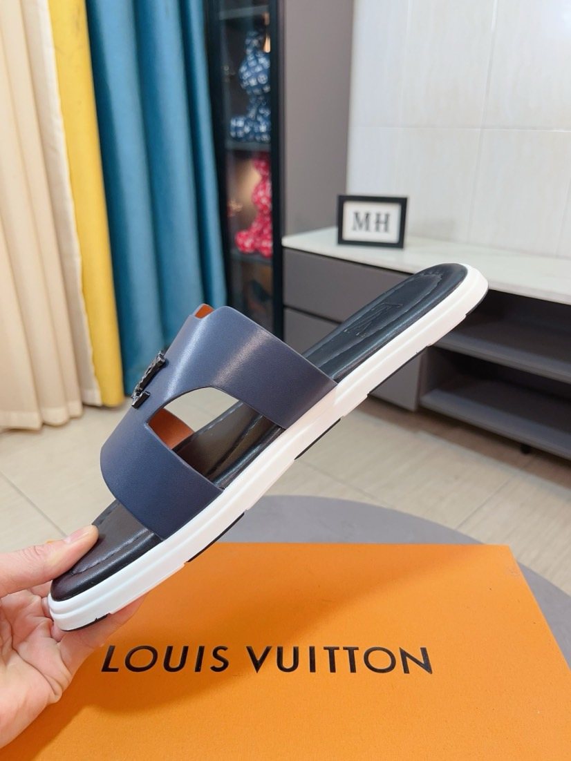 Louis Vuitton Embossed Strap Slide Sandals — side