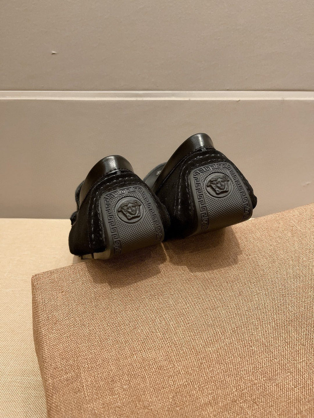 Versace Geometric Buckle Loafers — back
