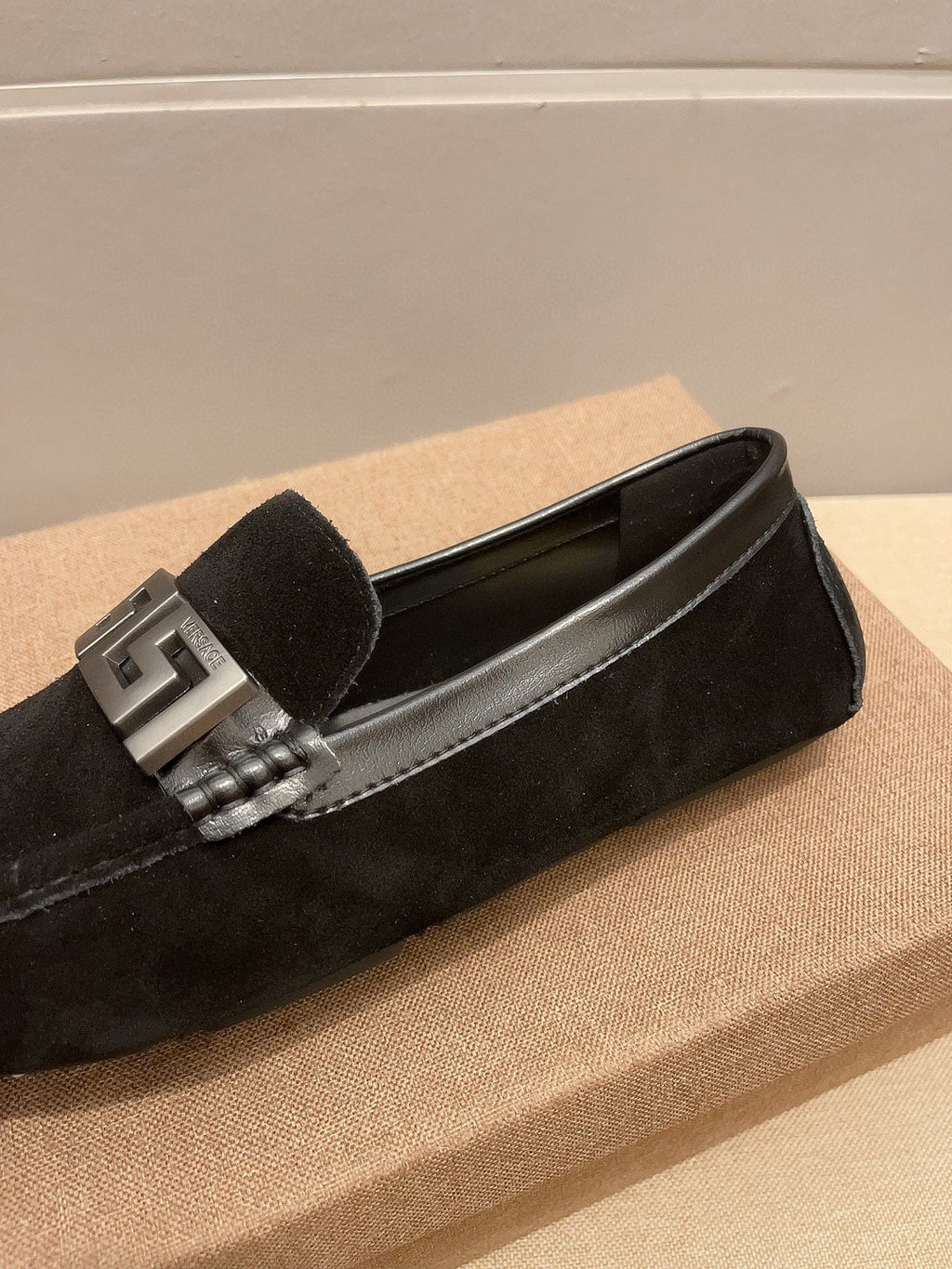 Versace Geometric Buckle Loafers — detail
