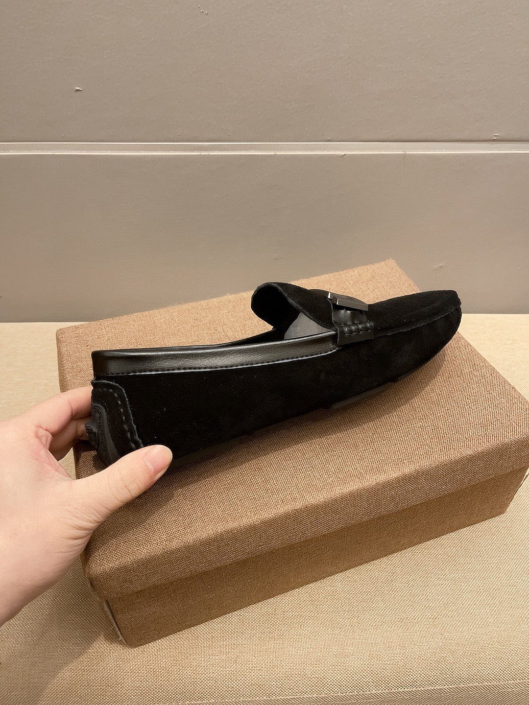 Versace Geometric Buckle Loafers — side