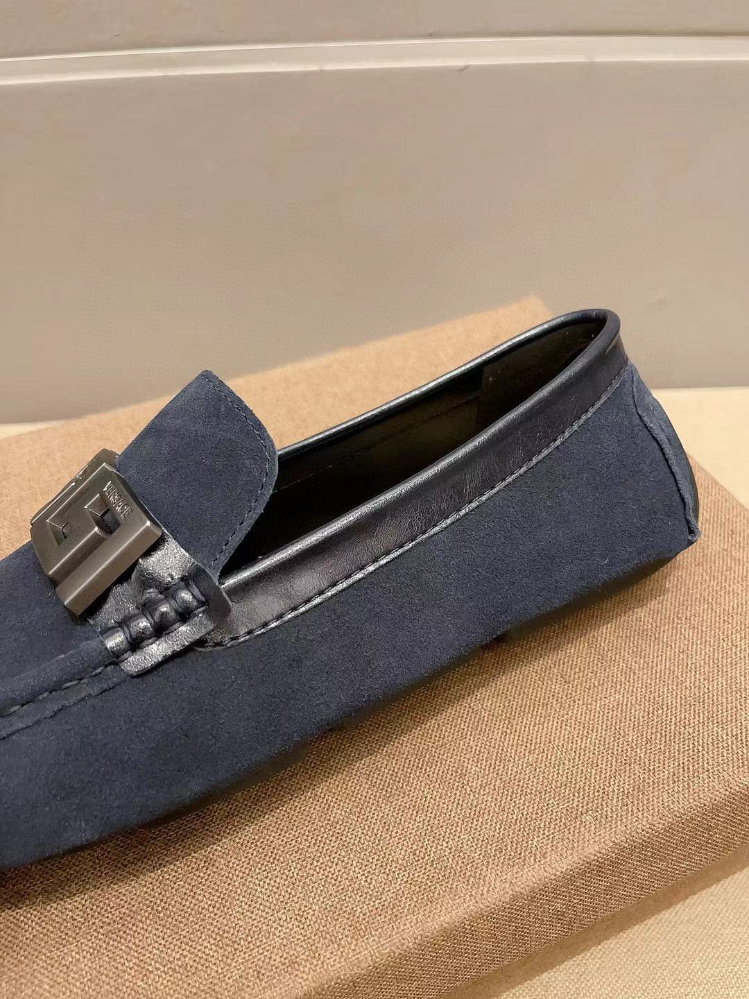 Versace Geometric Buckle Loafers — detail