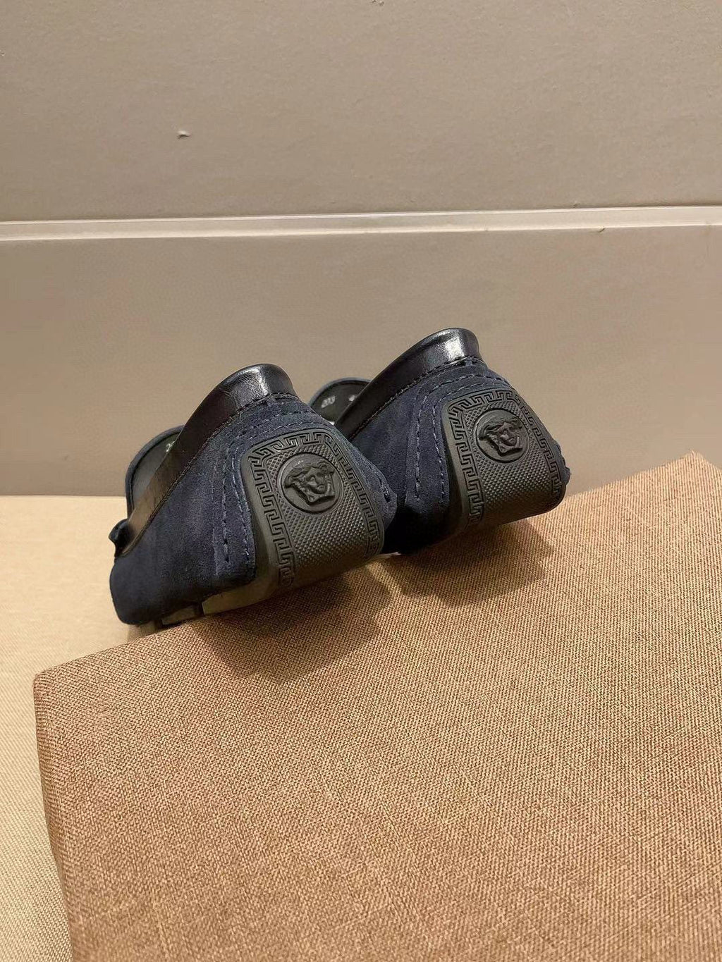 Versace Geometric Buckle Loafers — back