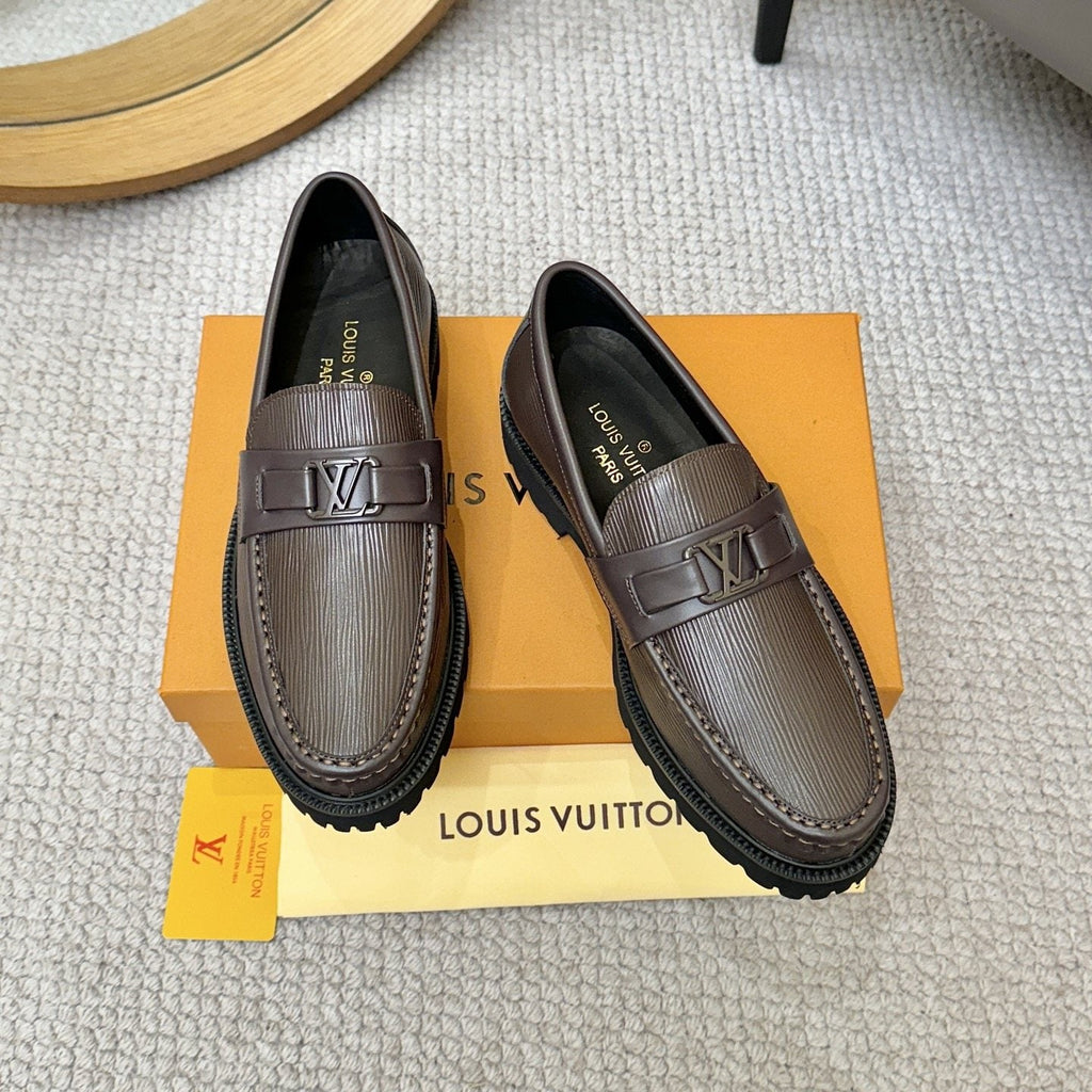 Louis Vuitton Textured Lug Sole Loafers — front