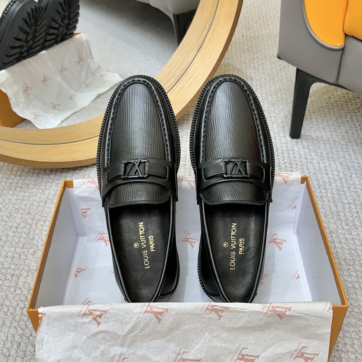 Louis Vuitton Textured Lug Sole Loafers — front