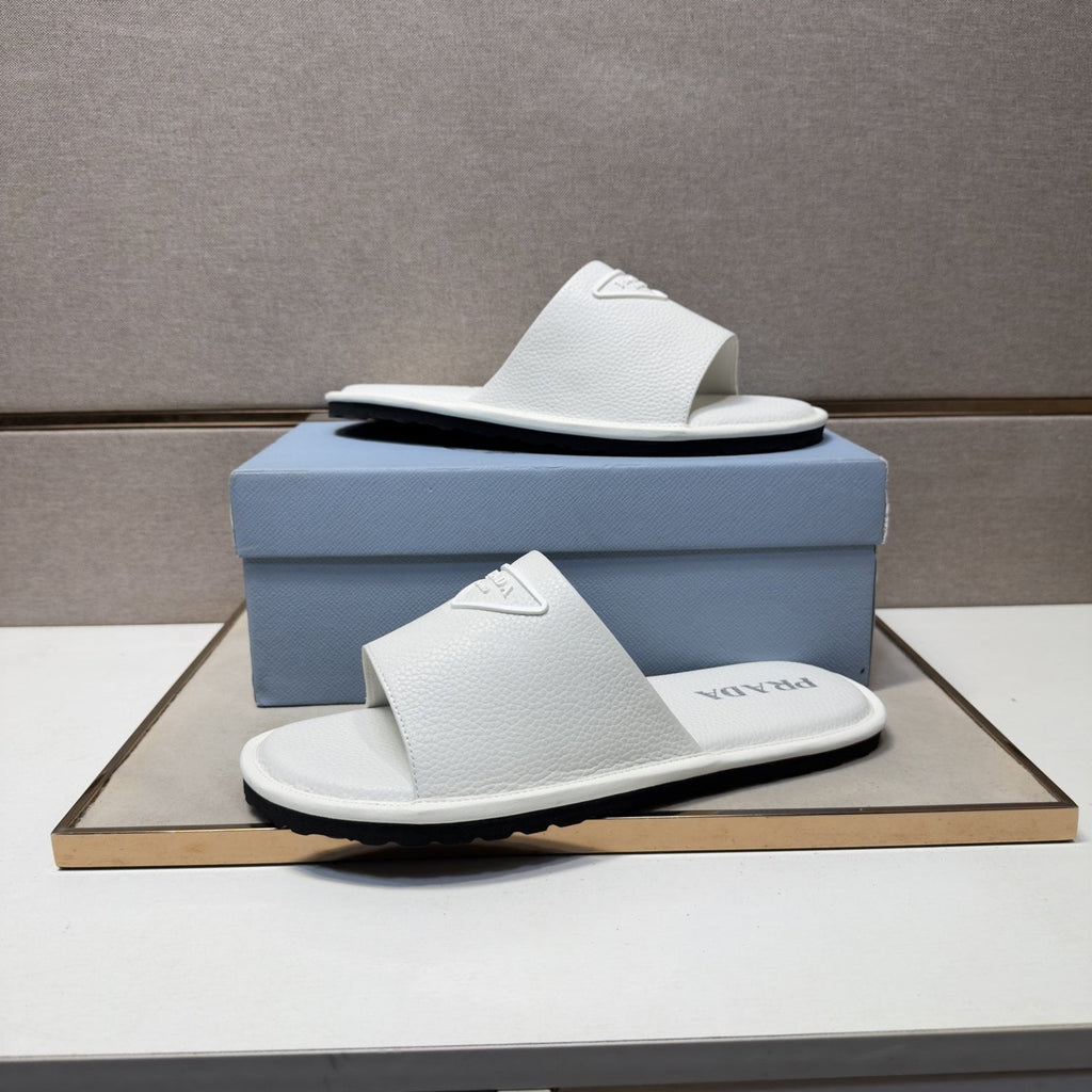Prada Triangle Detail Slide Sandals — side