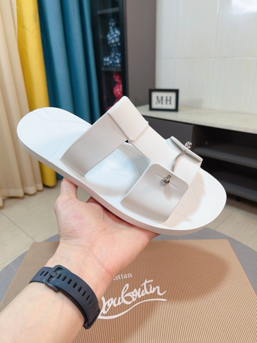 Christian Louboutin Studded Slip-On Sandals — front